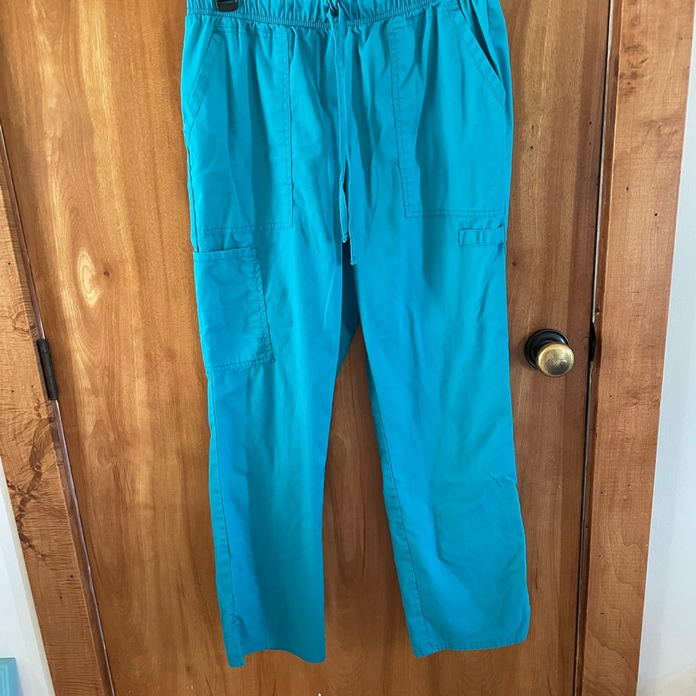 Blue turquoise scrubs pants with Relaxed Fit and Soft Texture